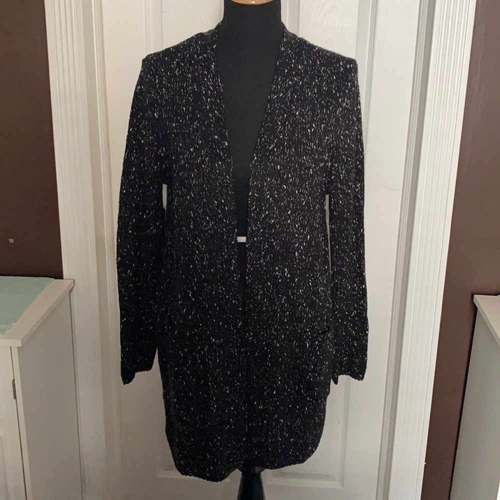 Apt 9 Black & Silver Metallic Cardigan Sweater NWT